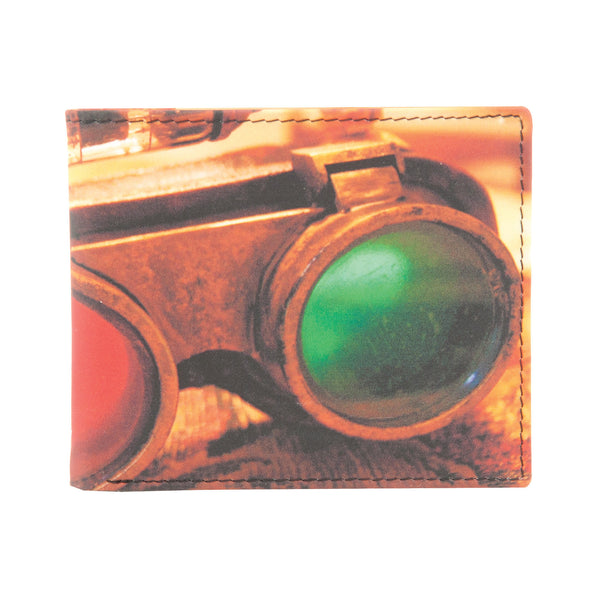 2039 19 - Two Fold Leather Goggles Print Wallet