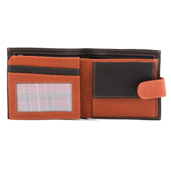 2090 46 - Leather Two Fold Wallet with Tab & Hidden Note Section