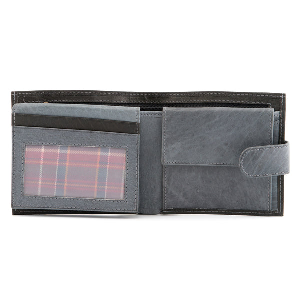 2090 46 - Leather Two Fold Wallet with Tab & Hidden Note Section