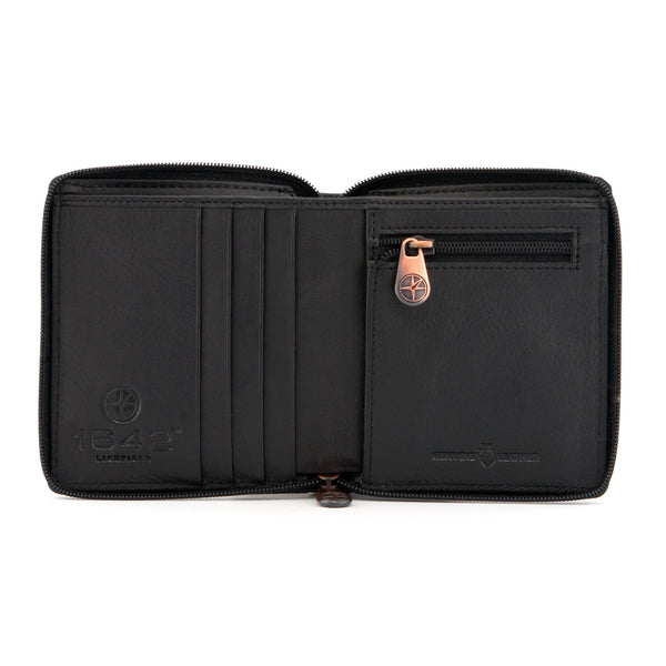 2240 17 - Two Fold Zip Round Leather Wallet