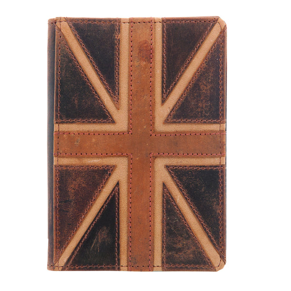 2306 6 62 - Leather Passport Cover with Union Jack Applique Detail