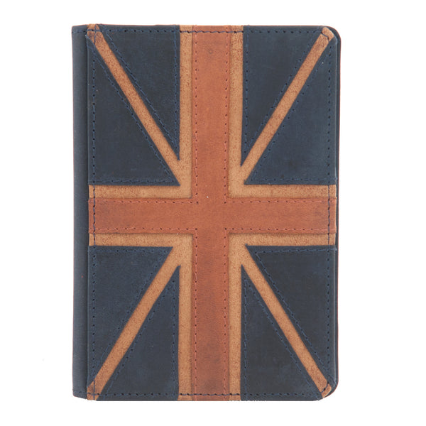2306 6 62 - Leather Passport Cover with Union Jack Applique Detail