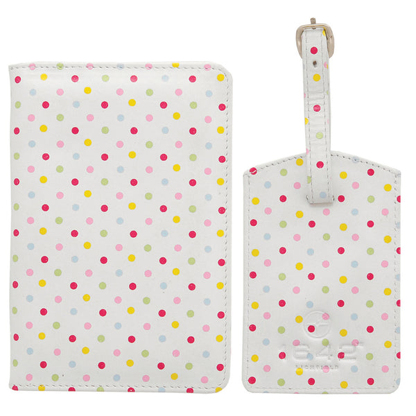 2353P 17 - Leather Polka Print Travel Gift Set
