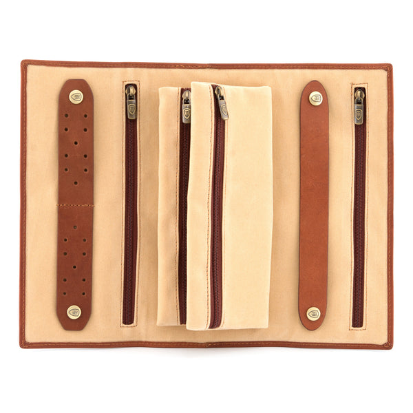 4201 THV - Italian Leather Large Jewellery Roll Holder