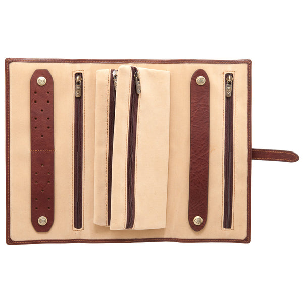 4201 THV - Italian Leather Large Jewellery Roll Holder