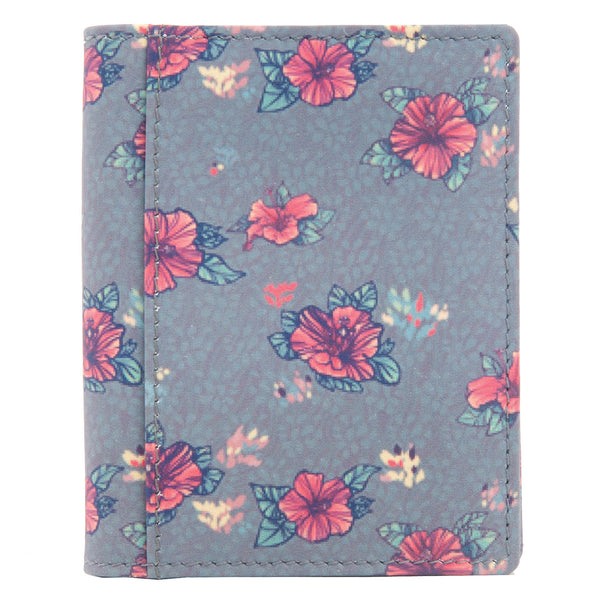 5017FL 17 - Leather Hibiscus Floral Print Credit Card Holder