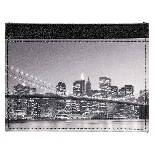 5028 19 - Slim Leather Credit Card Holder with New York Print