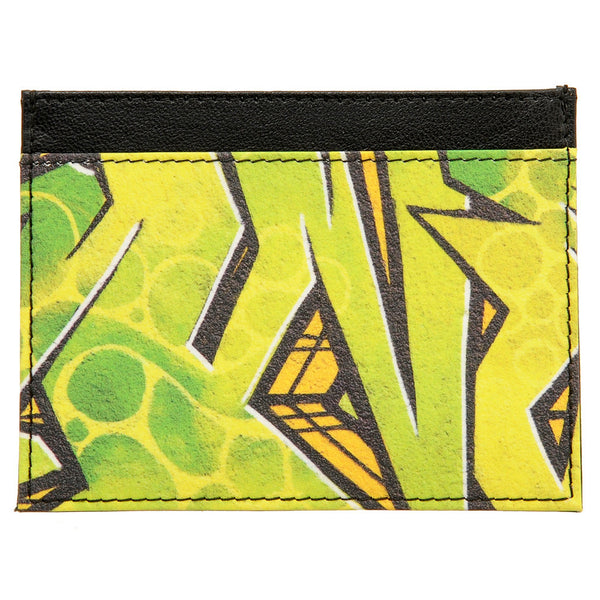 5028 19 - Slim Leather Credit Card Holder with Graffiti Print
