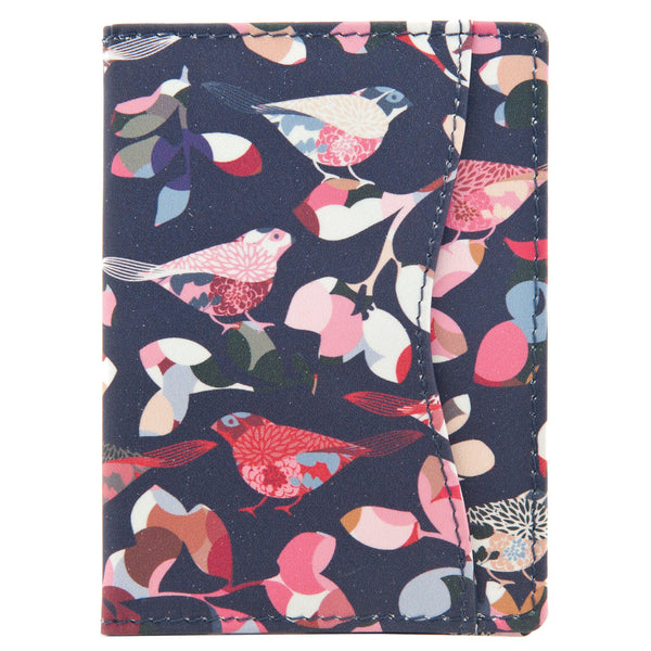 5307BD 17 6 - Leather Bird Print Travel Pass Holder