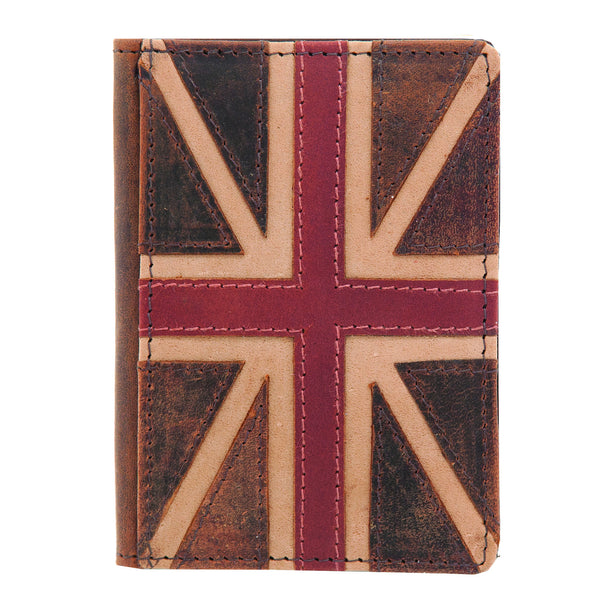 5307 6 - Leather Travel Pass Holder with Union Jack Applique Detail