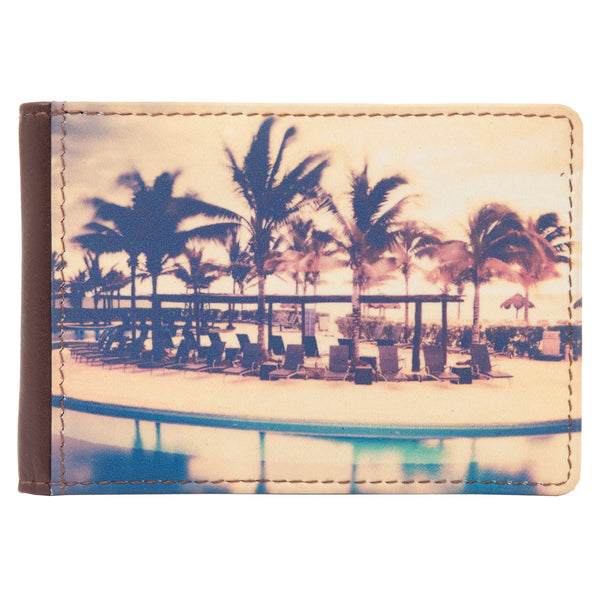 5318 19 - Leather Travel Pass Holder with Resort Print