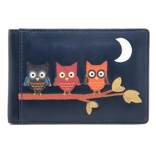 5318 17 OW - Leather Owls Applique Travel Pass Holder