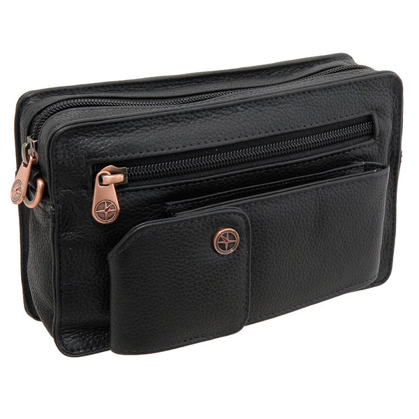 6503 12 - Leather Zip Top Wrist Bag