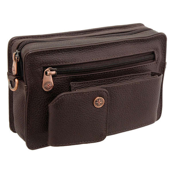 6503 12 - Leather Zip Top Wrist Bag