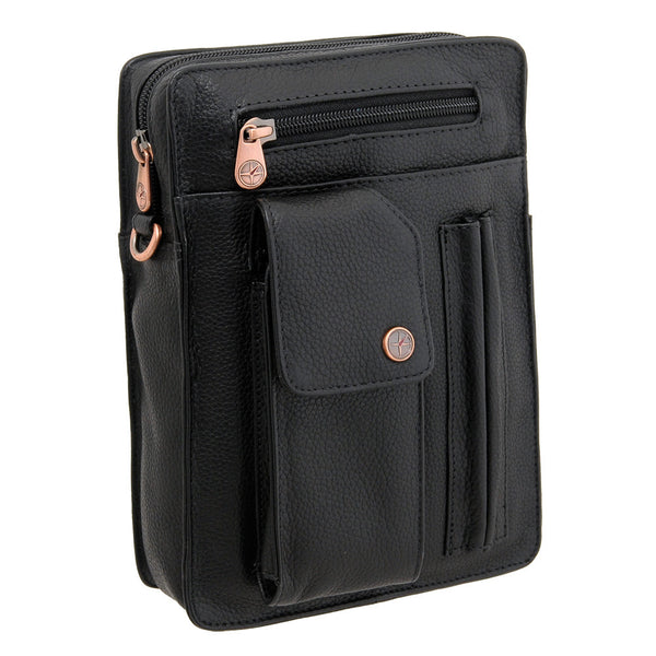6513 12 - Leather Zip Top Travel Bag