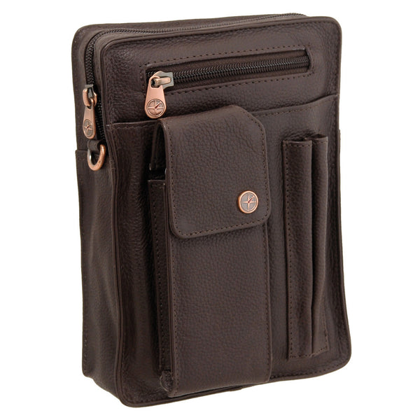 6513 12 - Leather Zip Top Travel Bag