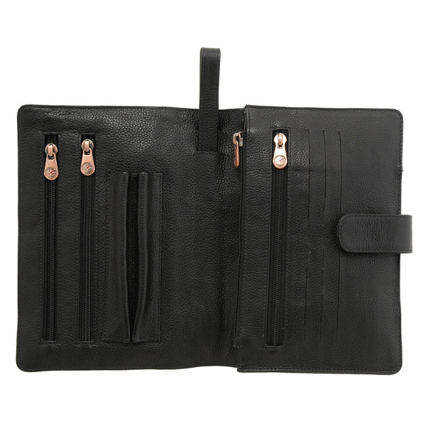 6515 12 - Leather Zip Top Wrist Bag with Tab