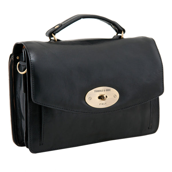 8107 THI - The Siena Italian Leather Satchel Bag with Postman's Lock