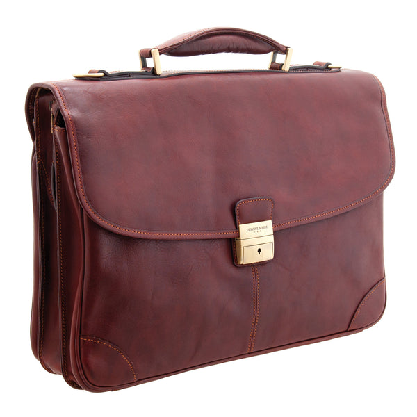 8363 THV - The Adrano Italian Leather Triple Gusset Briefcase