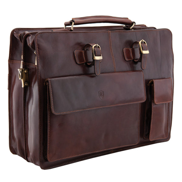 8371 THI - The Levanto Italian Leather Double Gusset Newspaper Briefcase
