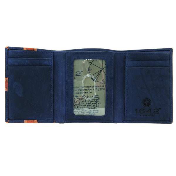 2244 6 - Three Fold Leather Wallet with Union Jack Applique Detail