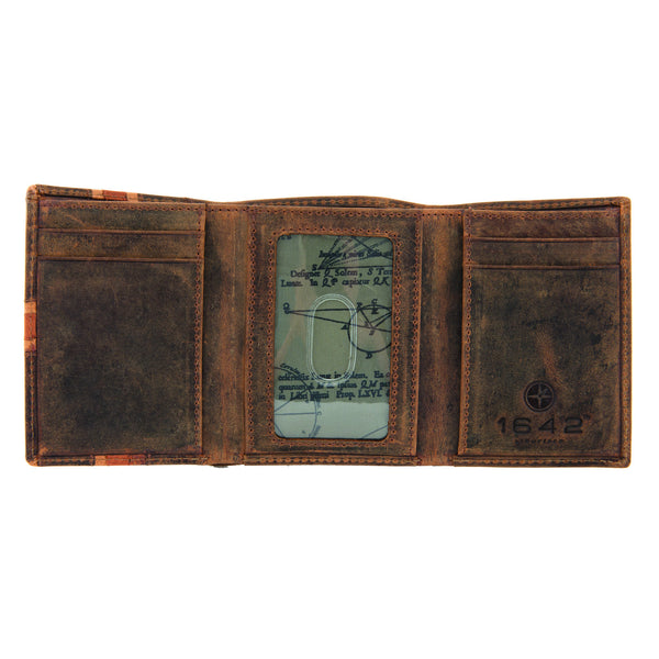 2244 6 - Three Fold Leather Wallet with Union Jack Applique Detail