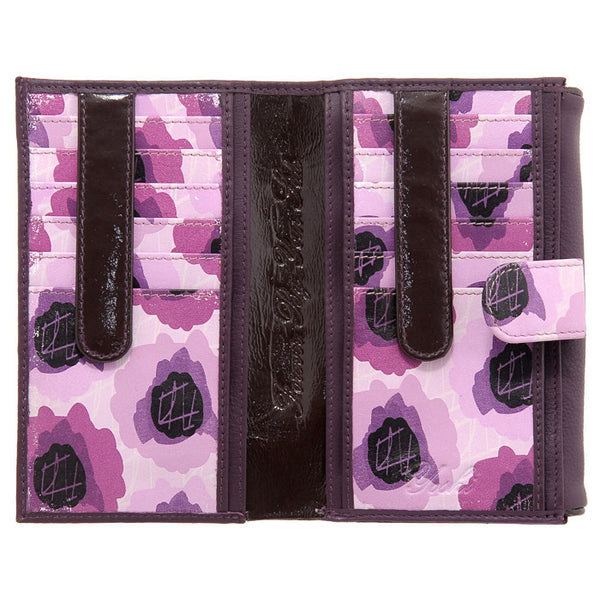 Y1007 FA - Leather Flap Over Purse with Flower Print Detail
