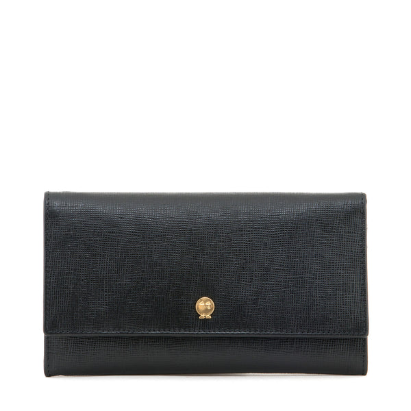 Y1303CRG - Flap Over Cross Grain Leather Purse