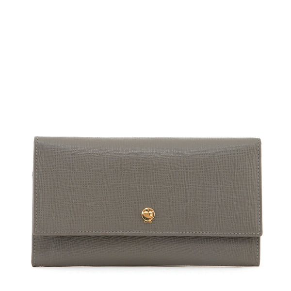Y1303CRG - Flap Over Cross Grain Leather Purse