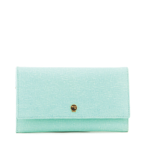 Y1303CRG - Flap Over Cross Grain Leather Purse