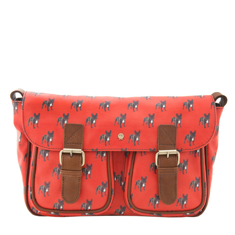 YB120 - The Monaghan Bulldog Print Leather Satchel Bag
