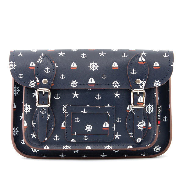 YB127 BOA - The Darcy 10.5" Nautical Print Leather Satchel by Yoshi