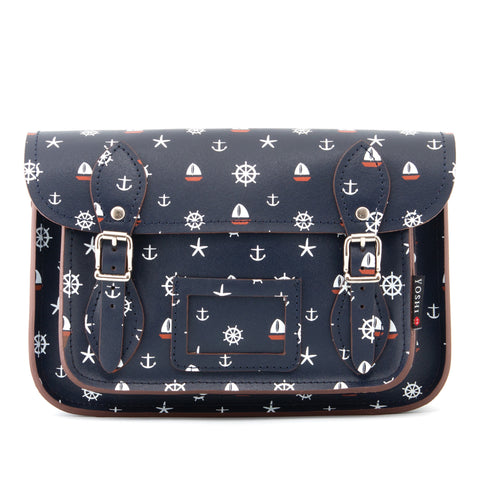 YB127 BOA - The Darcy 10.5" Nautical Print Leather Satchel by Yoshi
