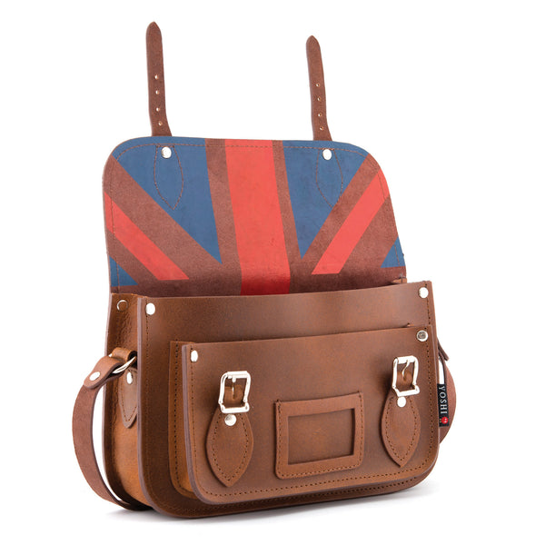 YB127 UJI 2H - The Darcy 10.5" Union Jack Printed Inner Leather Satchel by Yoshi