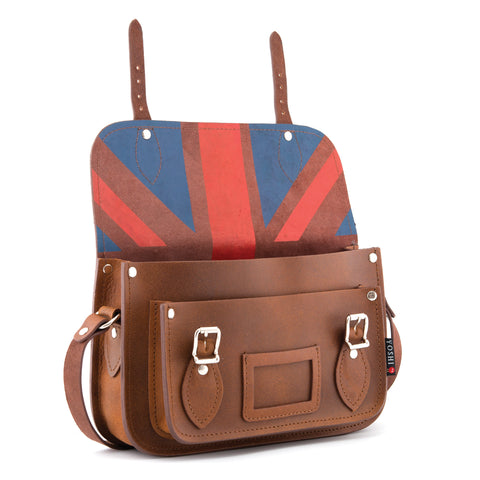 YB127 UJI 2H - The Darcy 10.5" Union Jack Printed Inner Leather Satchel by Yoshi