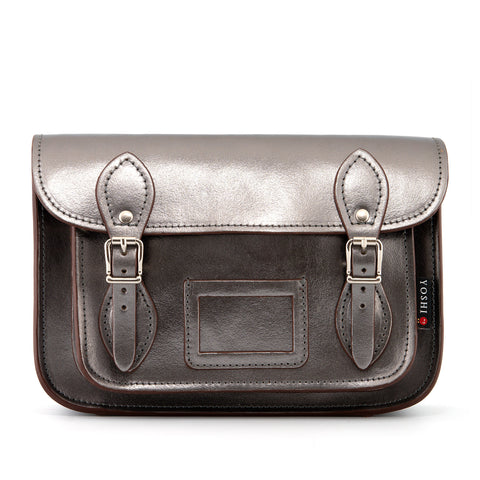 YB127 M 46 - The Darcy 10.5" Gunmetal Leather Satchel by Yoshi
