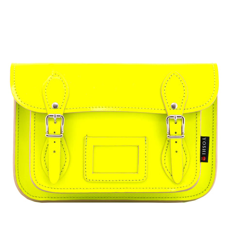 YB127 N 45 - The Darcy 10.5" Neon Yellow Leather Satchel by Yoshi