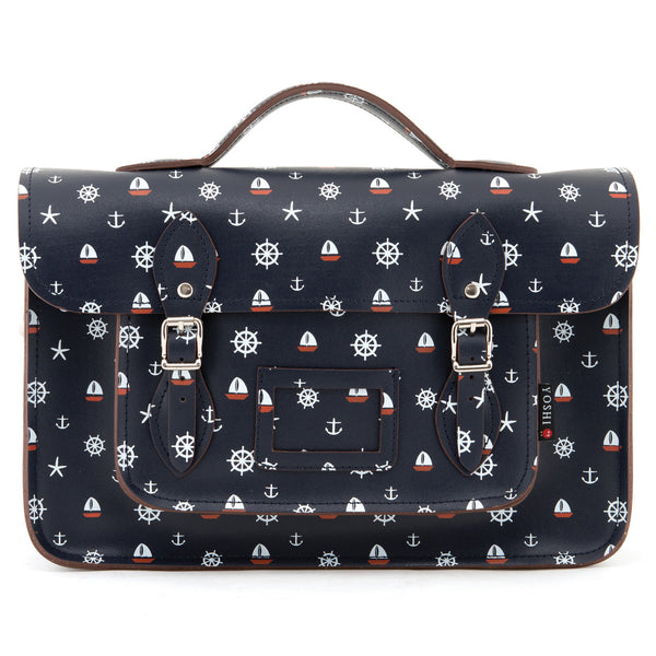 YB84 BOA 6 - The Belforte 14" Nautical Printed Leather Satchel by Yoshi