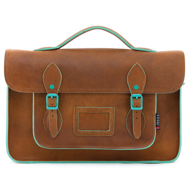 YB84 CST - The Belforte 14" Contrast Leather Satchel by Yoshi