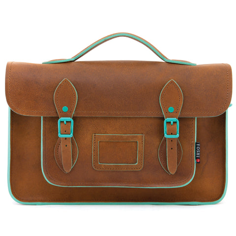 YB84 CST - The Belforte 14" Contrast Leather Satchel by Yoshi