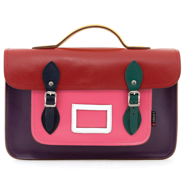 YB84 MLT 9 - The Belforte 14" Rainbow Leather Satchel by Yoshi