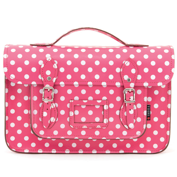 YB84 PLK - The Belforte 14" Polka Leather Satchel by Yoshi