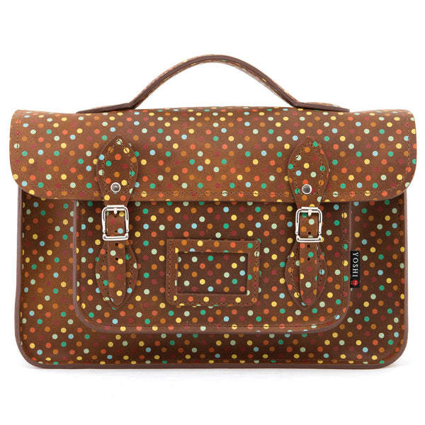 YB84 PLK - The Belforte 14" Polka Leather Satchel by Yoshi