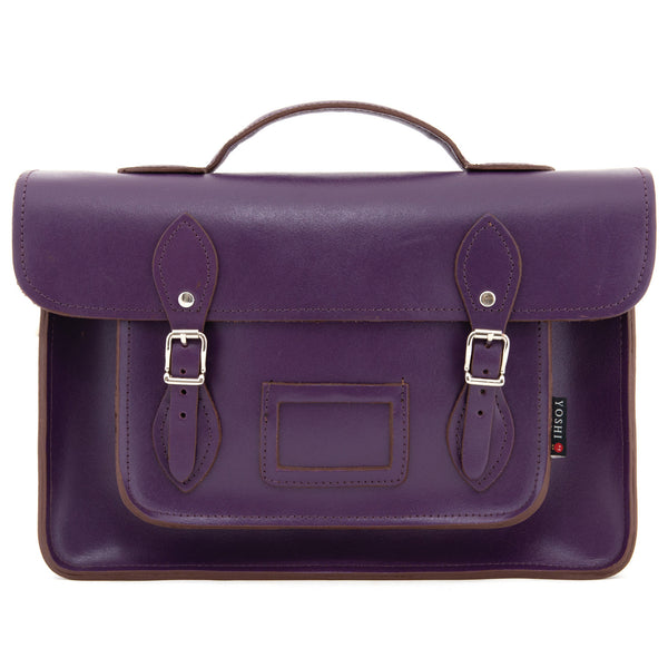 YB84 - The Belforte 14" Plain Leather Satchel by Yoshi