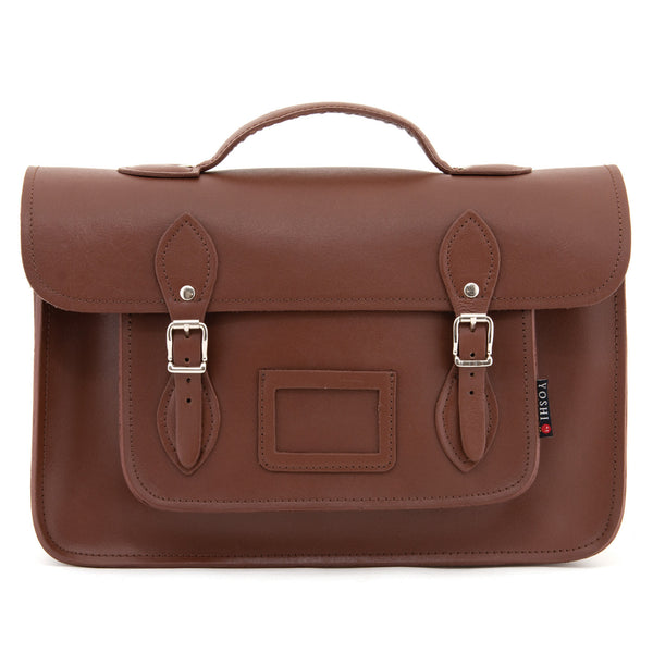 YB84 - The Belforte 14" Plain Leather Satchel by Yoshi