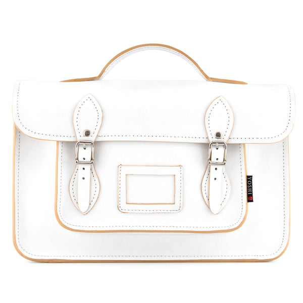 YB84 - The Belforte 14" Plain Leather Satchel by Yoshi