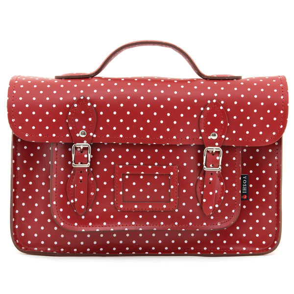 YB84 PLK - The Belforte 14" Polka Leather Satchel by Yoshi