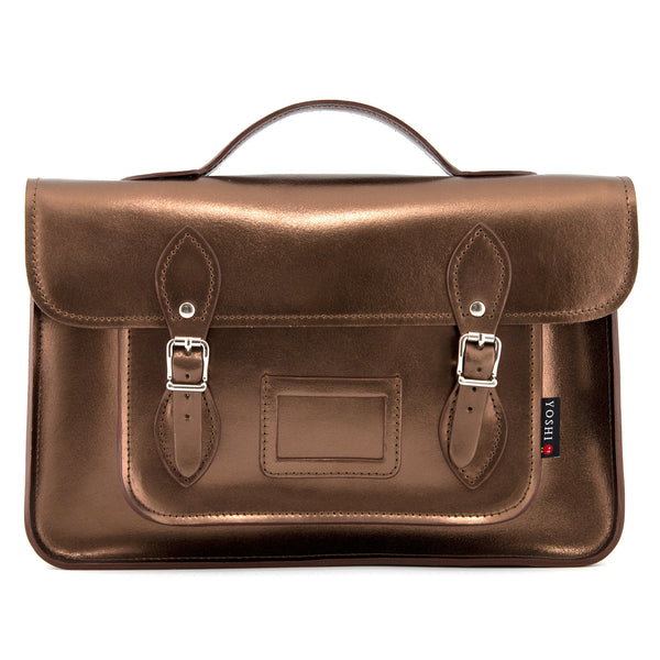 YB84 M 2 - The Belforte 14" Bronze Leather Satchel by Yoshi
