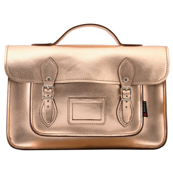 YB84 M 71 - The Belforte 14" Rose Gold Leather Satchel by Yoshi