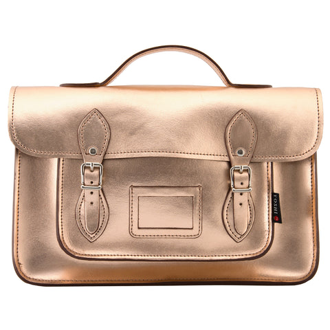 YB84 M 71 - The Belforte 14" Rose Gold Leather Satchel by Yoshi